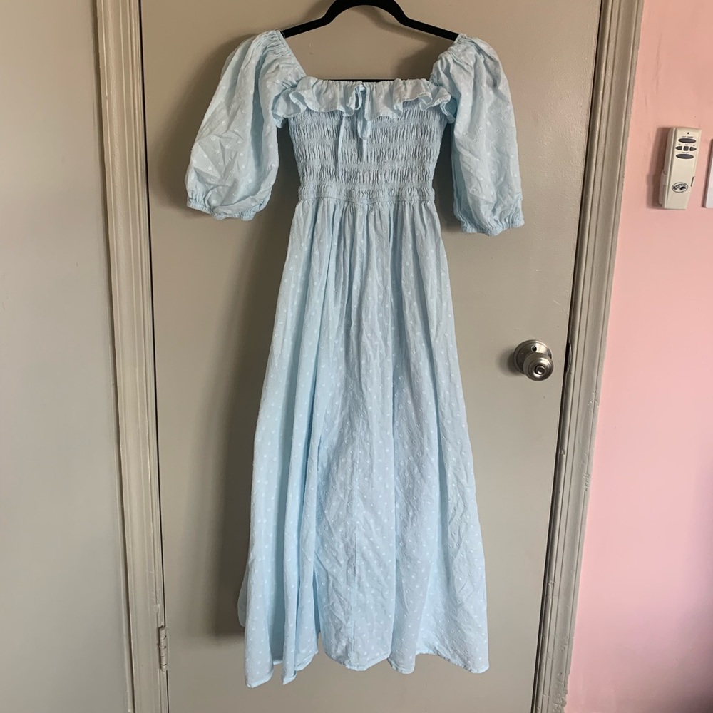 Light Blue R. Vivimos Smocked Dress, Size XS or S, dupe for Doen Sol Dress